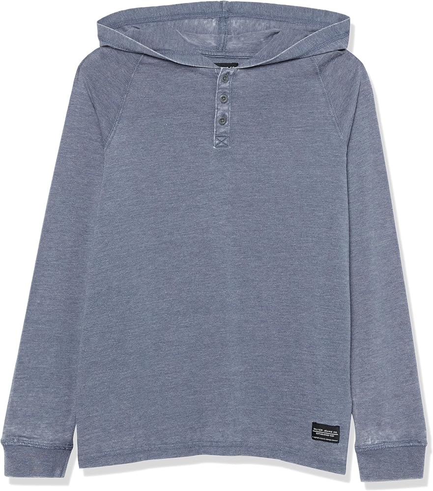 Silver Jeans Co. boys Boys Acid Wash Henley HoodieHooded Sweatshirt