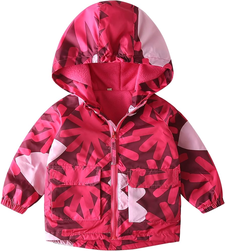 Happy Cherry Kids Boys Girls Fleece Lined Windbreaker Jacket Fashion Prints Hoodie for Fall Winter