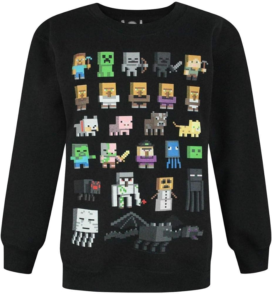 Minecraft Sprites Boy's Black Sweatshirt