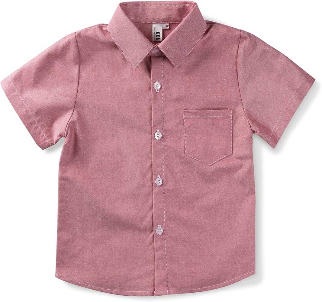 Boys' & Mens Short Sleeve Button Down Oxford Shirts,Kids Summer Uniform Dress Shirt Tops 2T - XXL