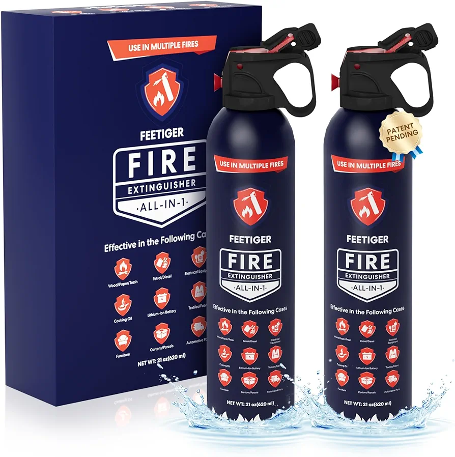 All-in-1 Fire Extinguisher for Home, Kitchen, Car, Garage, RV, Truck, Boat, Camping, Fire Spray that Tackles Multiple Types of Fire, 2pack