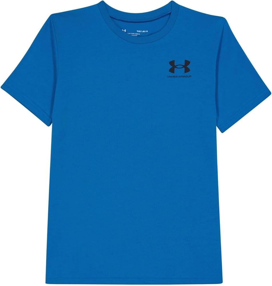 Under Armour Boys' Sportstyle Left Chest Short-Sleeve T-Shirt, (465) Horizon Blue / / Black, Large