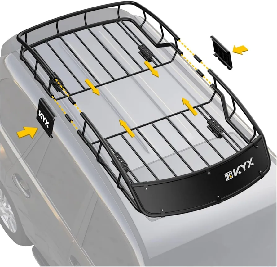 KYX Roof Rack Cargo Basket 57"x36"x 8", 200lbs Heavy Duty Car Top Luggage Holder for SUV and Pick Up Trucks Anti-Rust for Car, Truck or SUV