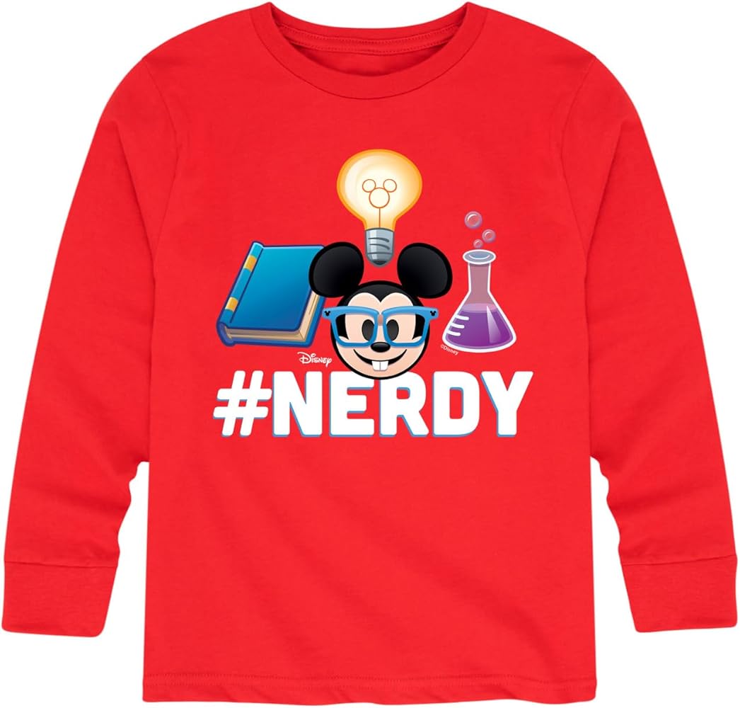 Disney - Nerdy Mickey - Toddler and Youth Long Sleeve Graphic T-Shirt