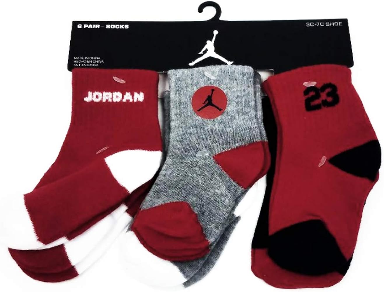 Jordan 6 Pair Boys Socks Assorted, 3C-7C