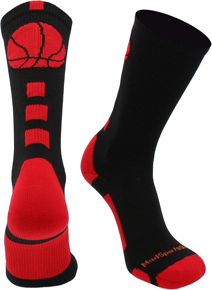 MadSportsStuff Basketball Socks for Boys Girls - Athletic Crew Socks - Youth and Adult Sizes