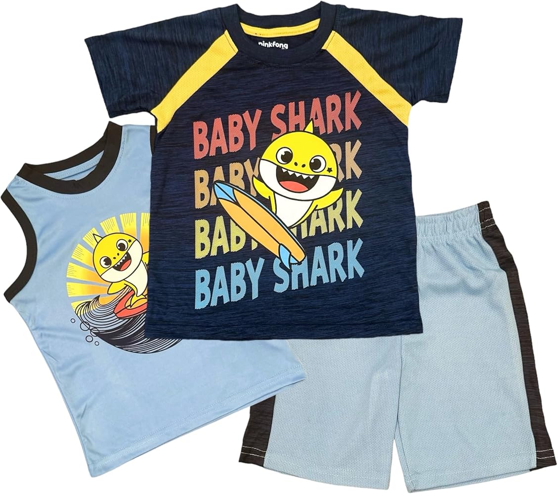 Nickelodeon Baby Shark Boys' 3 Piece Short Set (Toddler/Kid)