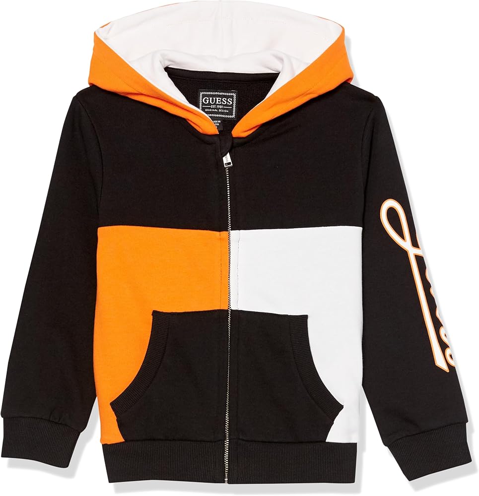 GUESS Boys' Hooded Long Sleeve Top W/Zipper