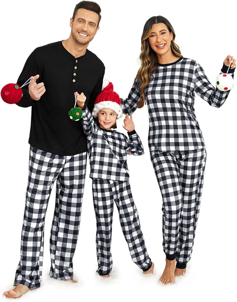 Ekouaer Matching Family Christmas Pajama Sets Womens Mens Kids Pjs Long Sleeve Sleepwear Holiday Lounge Sets