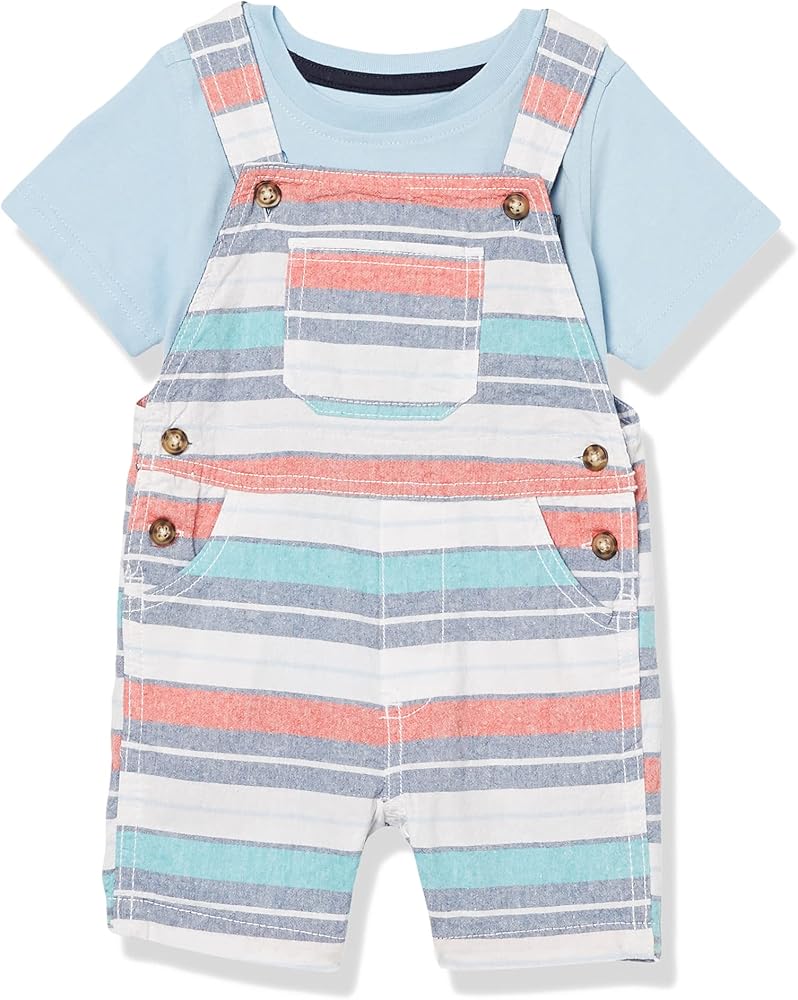 Kids Headquarters Boys 2 Pieces Shortall Set, Striped, 24M US