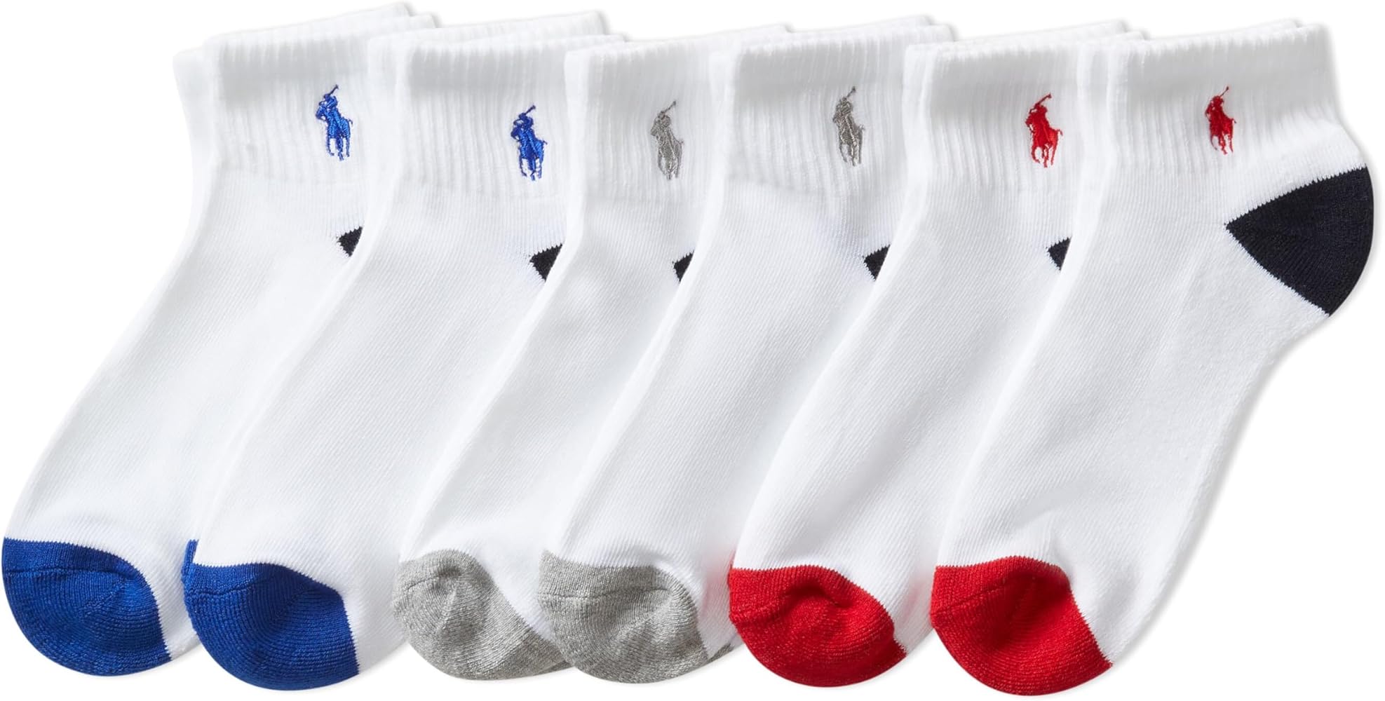 Polo Ralph Lauren Boys' Classic Sport Ankle Socks-6 Pair Pack-Soft Stretchy Yarn & Stay Up Top