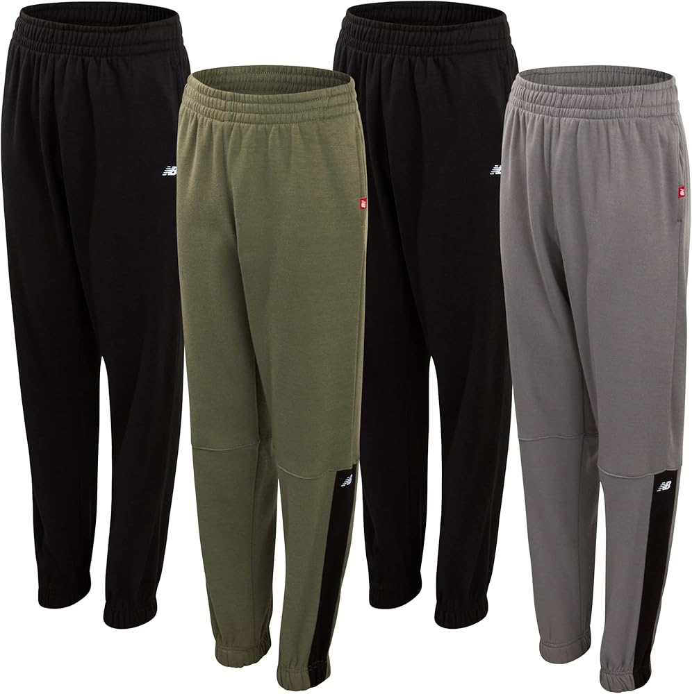 New Balance Boys' Fleece Jogger Sweatpants (4 Pack)