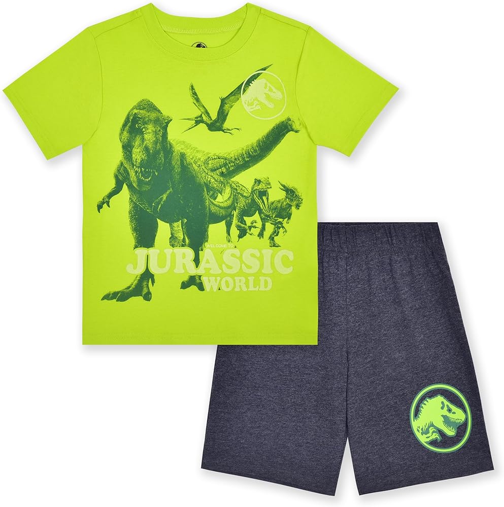 Jurassic Park Universal Boys 2 Piece Shirt and Shorts Set for Toddlers