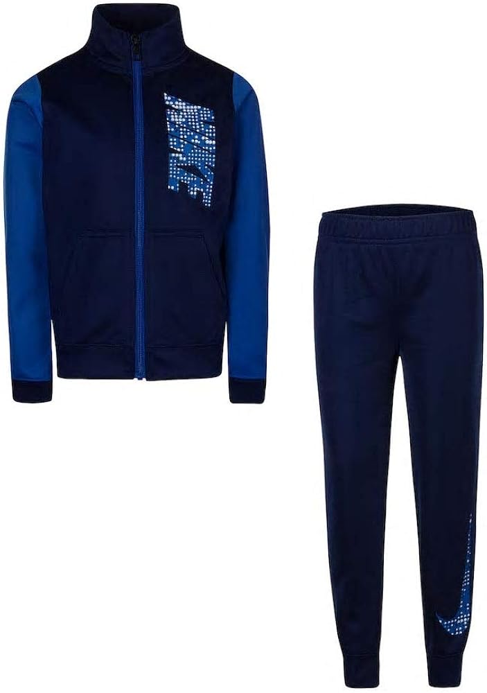 Nike Boys 4-7 Colorblock Zip Track Jacket & Jogger Pants Set (Navy, 4)