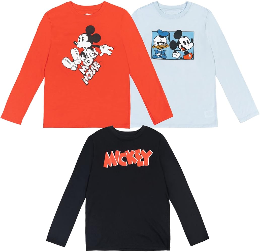 Disney Mickey Mouse 3 Pack Long Sleeve Graphic T-Shirts