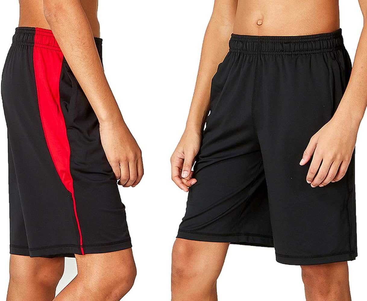 DEVOPS Boys 2~3 Pack Active Athletic Basketball Shorts with Pockets, Active Boxer Briefs