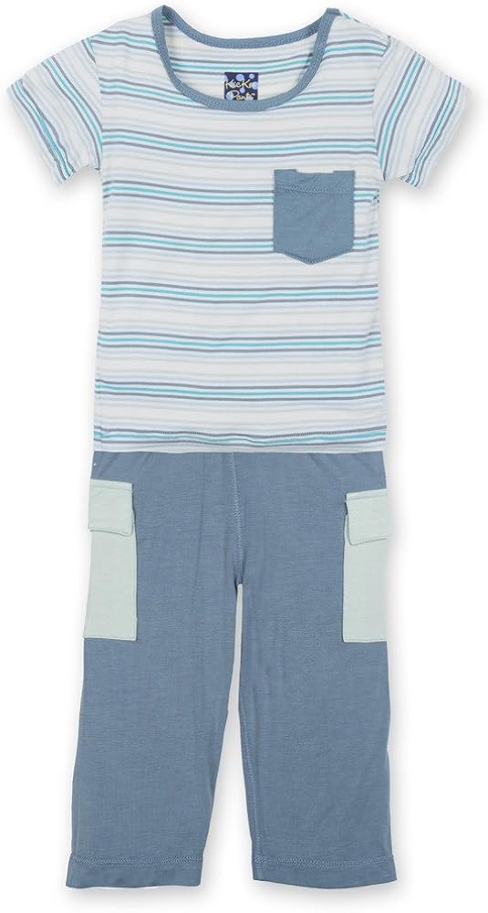 KicKee Pants Boys Short Sleeve Tee with Pocket & Cargo Pant Outfit Set