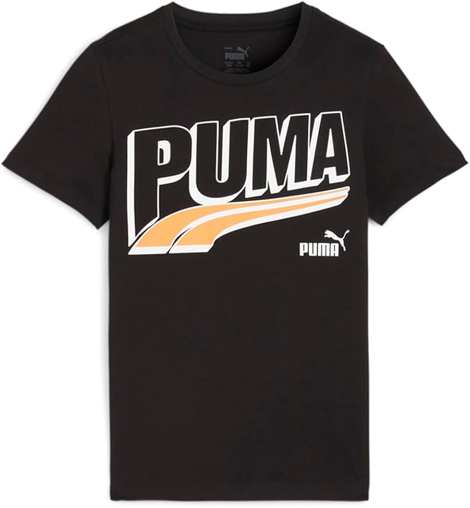 Puma Kids Boys Essential Mid 90S Graphic Crew Neck Short Sleeve Athletic Tops Casual - Black