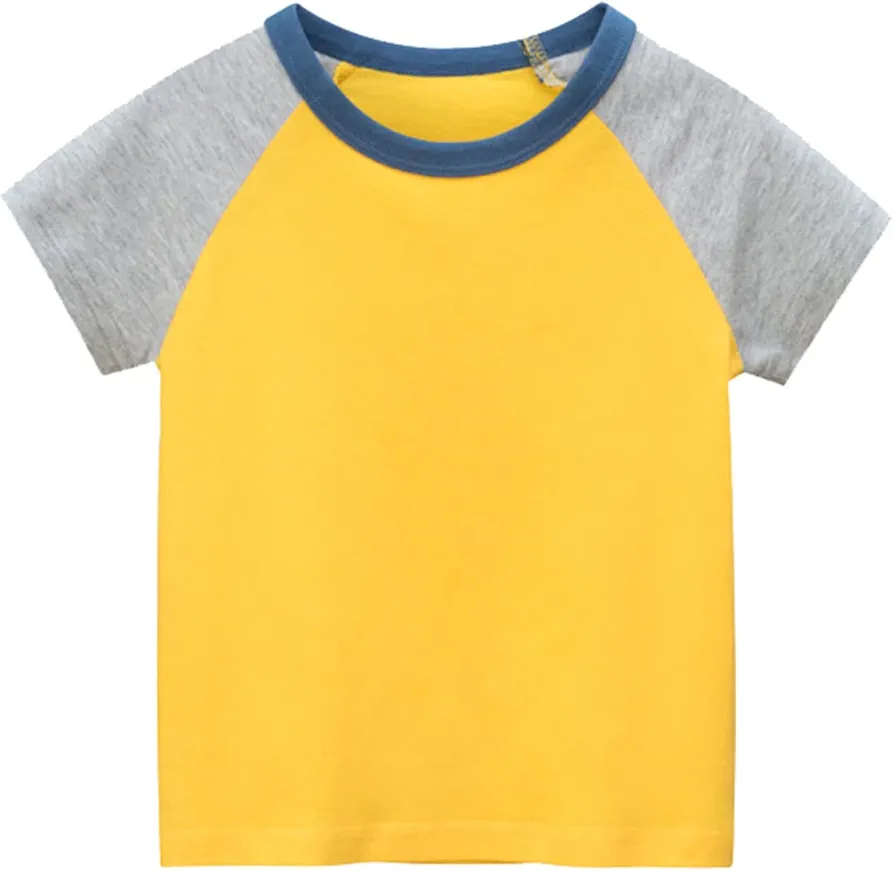 Toddler Boy Girl T Shirts Tank Tops Toddler Kids Girls Boys Short Sleeve Basic Color Block T Shirt Casual Tees Shirt (Yellow, 2 Years)