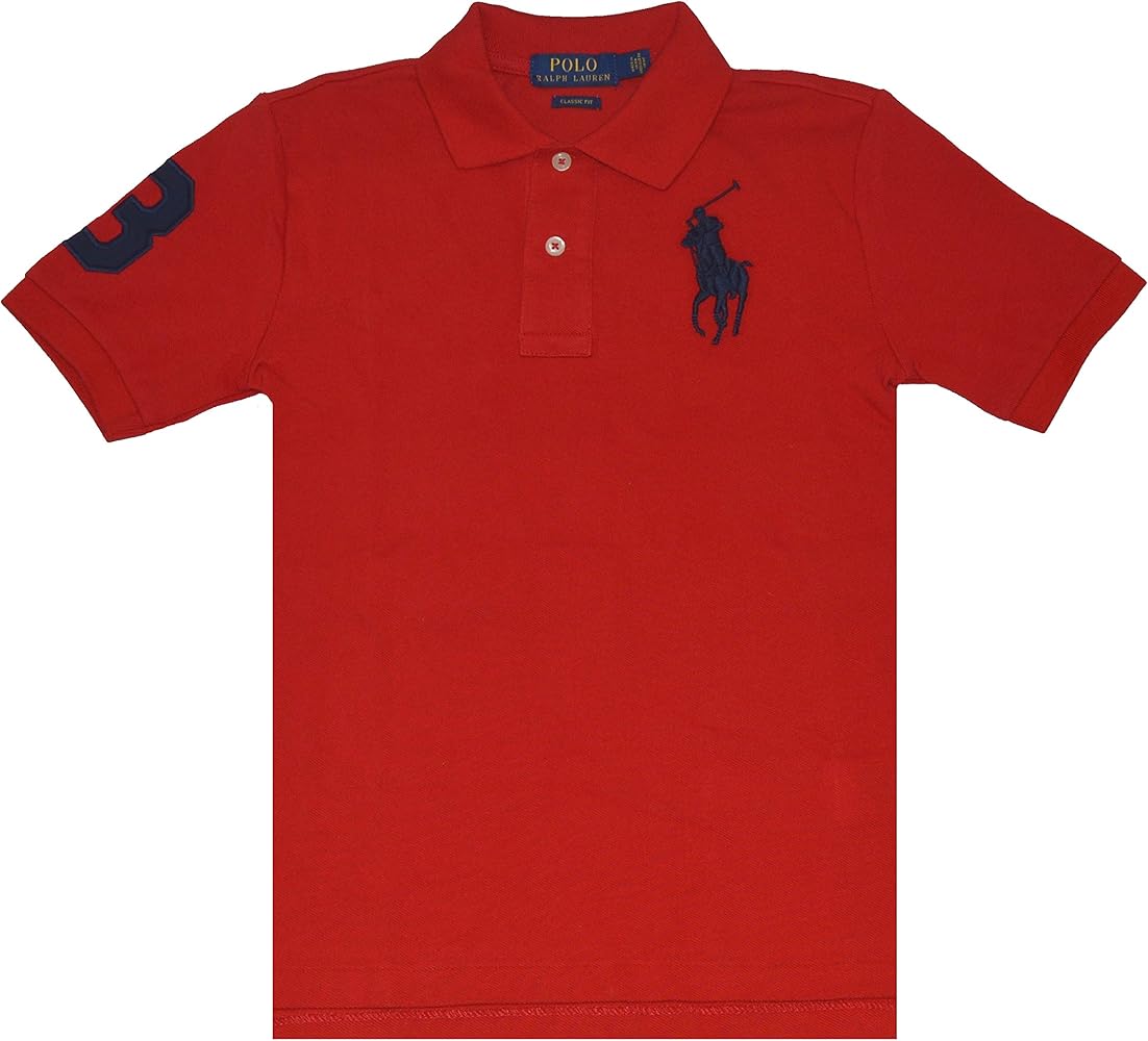 Polo Ralph Lauren Boy's Short Sleeve Mesh Classic Fit Big Pony Polo (Red, L/G (14-16))