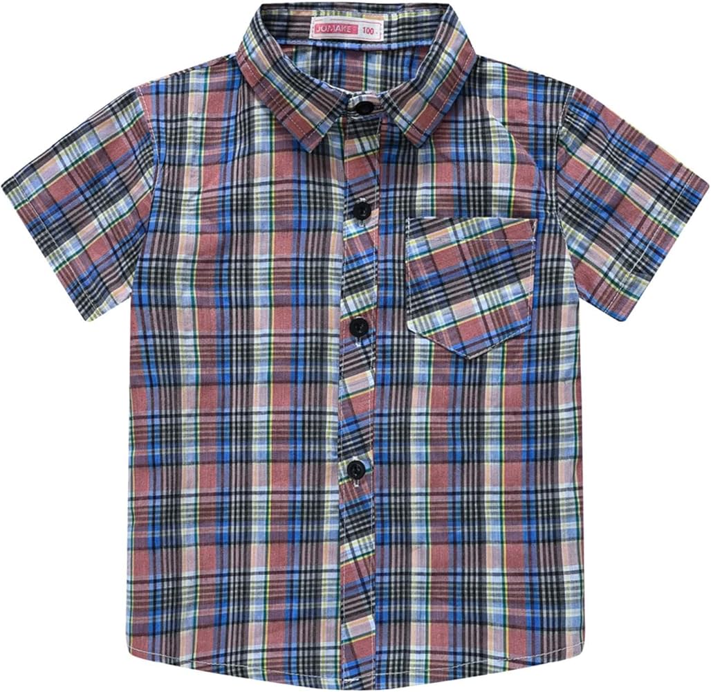 Boys T Shirt Toddler Boys Short Sleeve Fashion Plaid Shirt Tops Coat Outwear for Babys Clothing