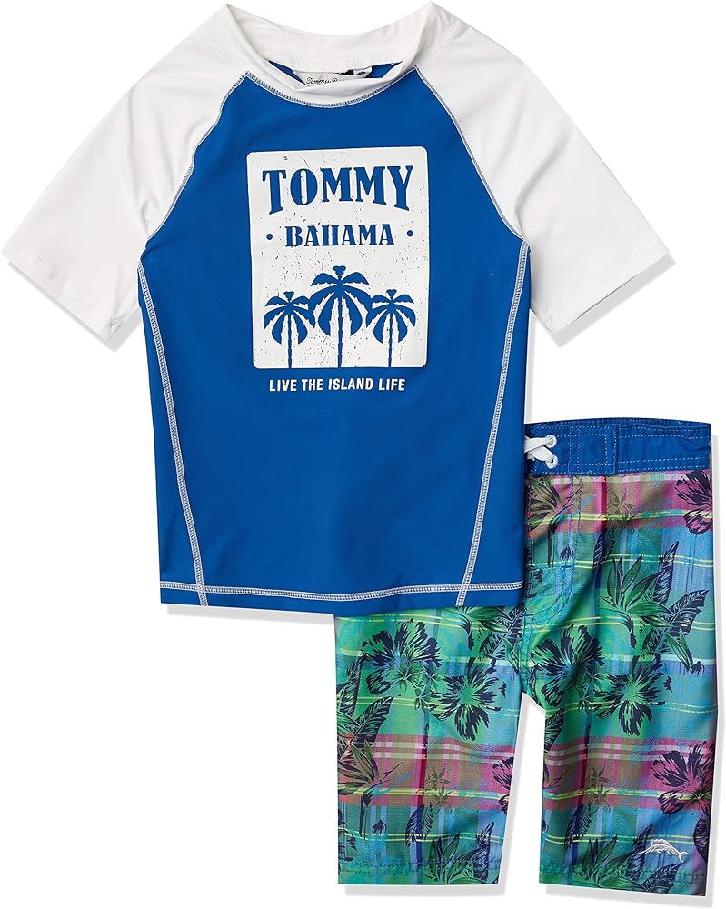 Tommy Bahama Boys' Rashguard and Trunks Swimsuit Set