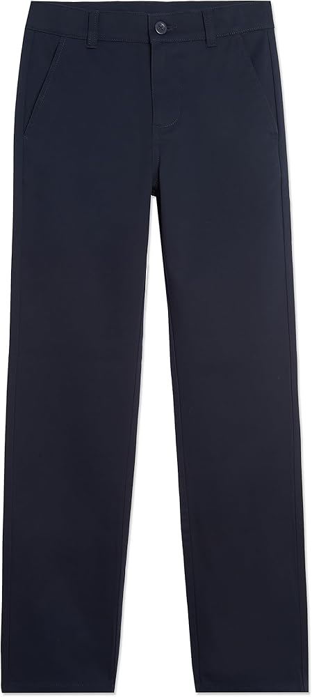 Nautica Boys' Flat Front Stretch Twill Chino Khaki Pant