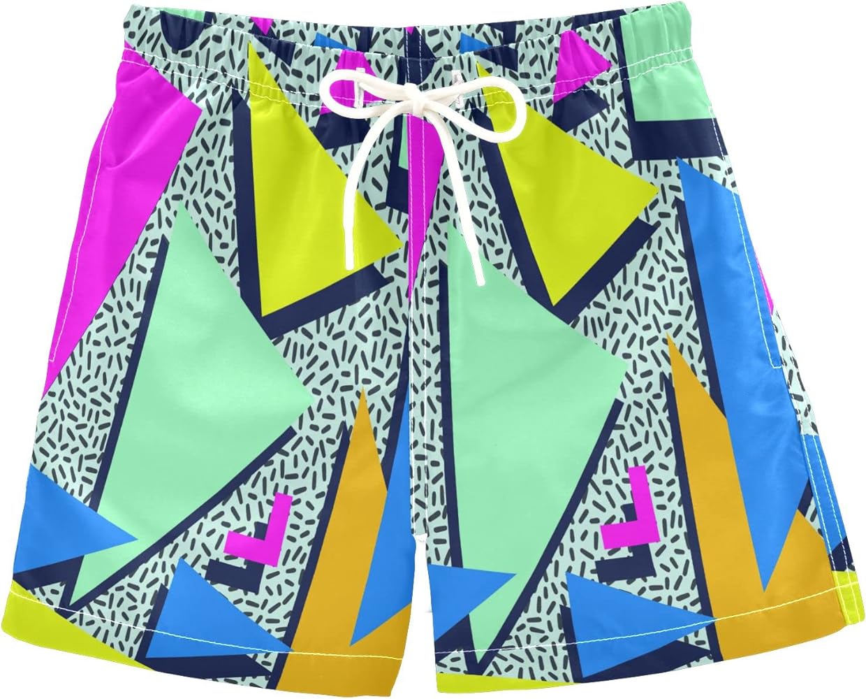 Retro 80s 90s Boys Swim Trunks Baby Kids Swimwear Summer Toddler Beach Board Shorts Bathing Suit