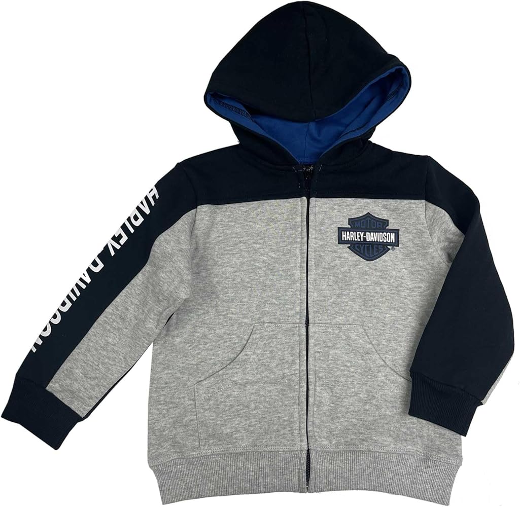 Harley-Davidson Big Boys' Bar & Shield Colorblocked Fleece Zip-Up Hoodie