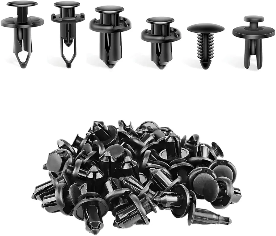 200 PCS Car Bumper Retainer Clips, Plastic Door Trim Panel Fender Clips, 6 Different Auto Push Pin Rivet Set Suitable for Most Vehicles, Universal Car Accessories