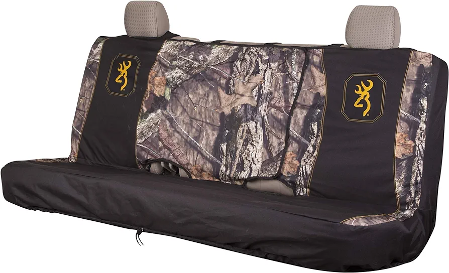 Browning Universal Front and Bench Seat Covers, Water Resistant for Car, Truck, and SUV, Buckmark (Mossy Oak Break-Up Country), Single, Full Size Bench