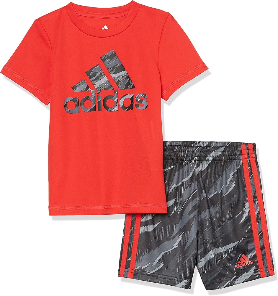 adidas boys Short Sleeve T-shirt and Printed Shorts 2-piece Set