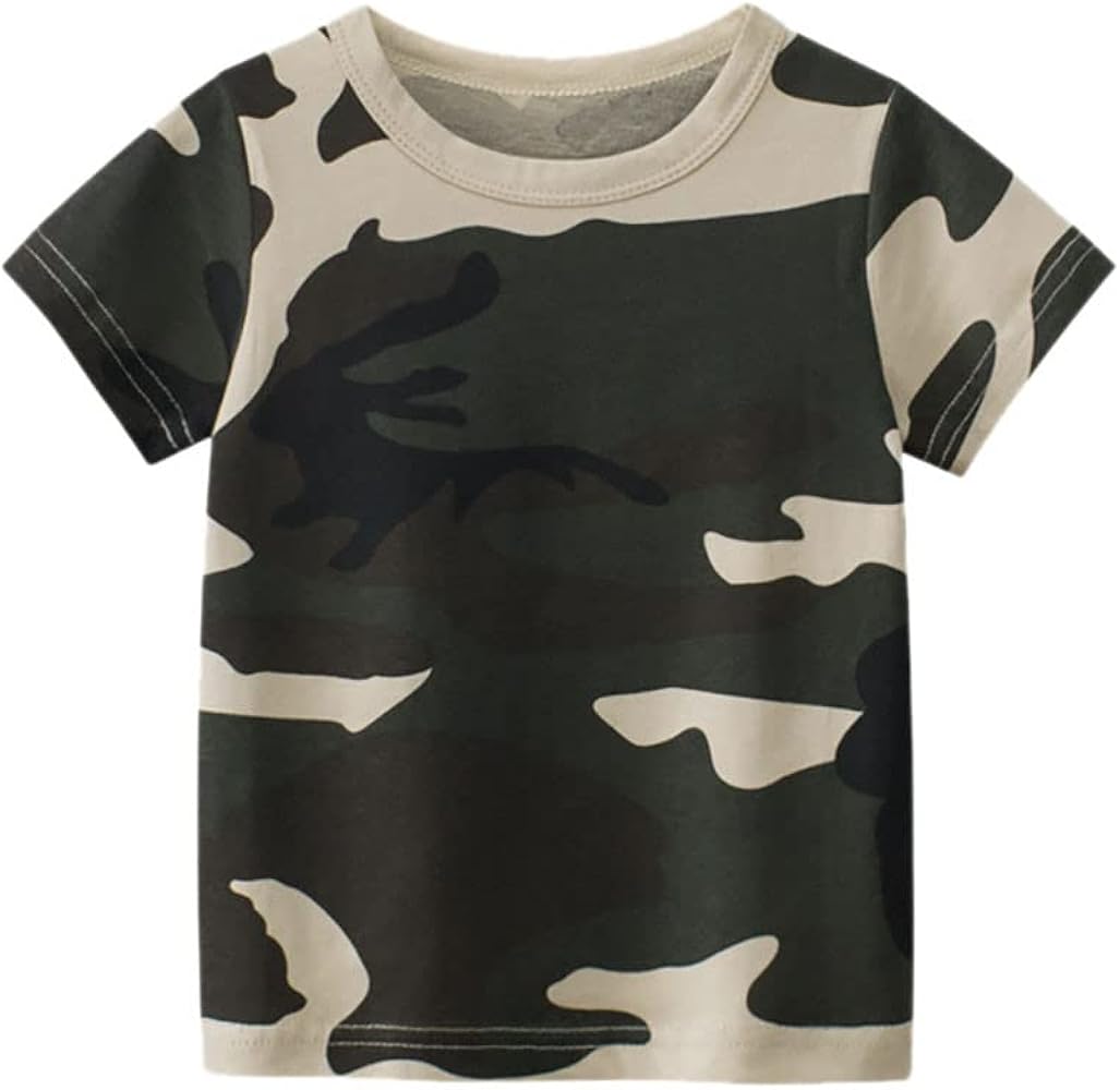 Toddler Baby Boys Crewneck Camouflage T-Shirt Clothes Short Sleeve Camo Top Tee Shirts for Children Kids