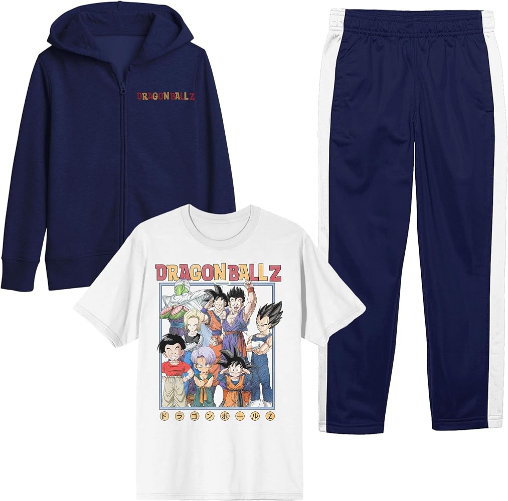 Bioworld Youth Boys Dragon Ball Z 3 pc Hoodie Jogger T-shirt combo