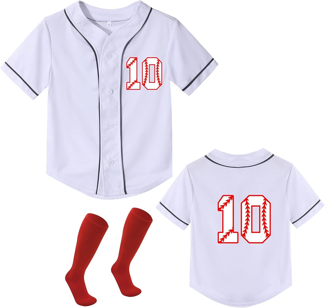 Yuji Itadori 10th Birthday Baseball Shirts for Boys 10 Year Old T-Shirt with Socks Kids Birthday Gift Clothes