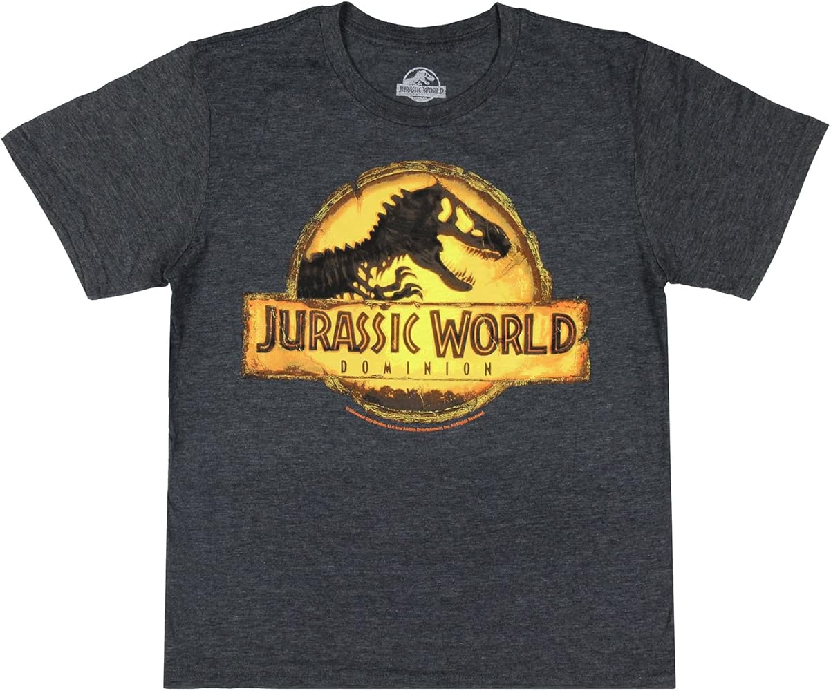 Jurassic Park Boys' Jurassic World Dominion T-Rex Skeleton Logo Dinosaur T-Shirt