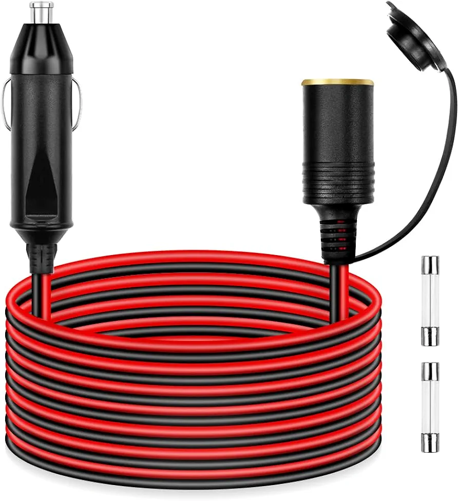 ALITOVE 12AWG Cigarette Lighter Extension Cord 12FT 30A 360W Max. Heavy Duty Power Cable Male Plug to Female Socket for 12V 24V Car Vehicle Tire Pump Air Compressor Refrigerator Coffee Maker