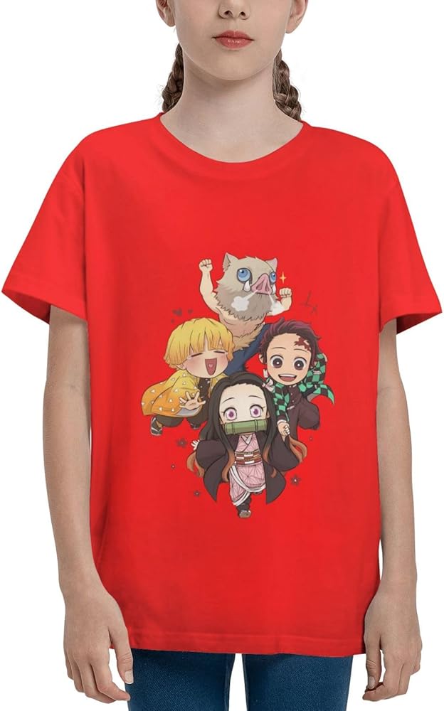 Anime Nezuko Kamado T-Shirt for Boys Girls Shirt Kids Teen Short Sleeve Tee Tops Black