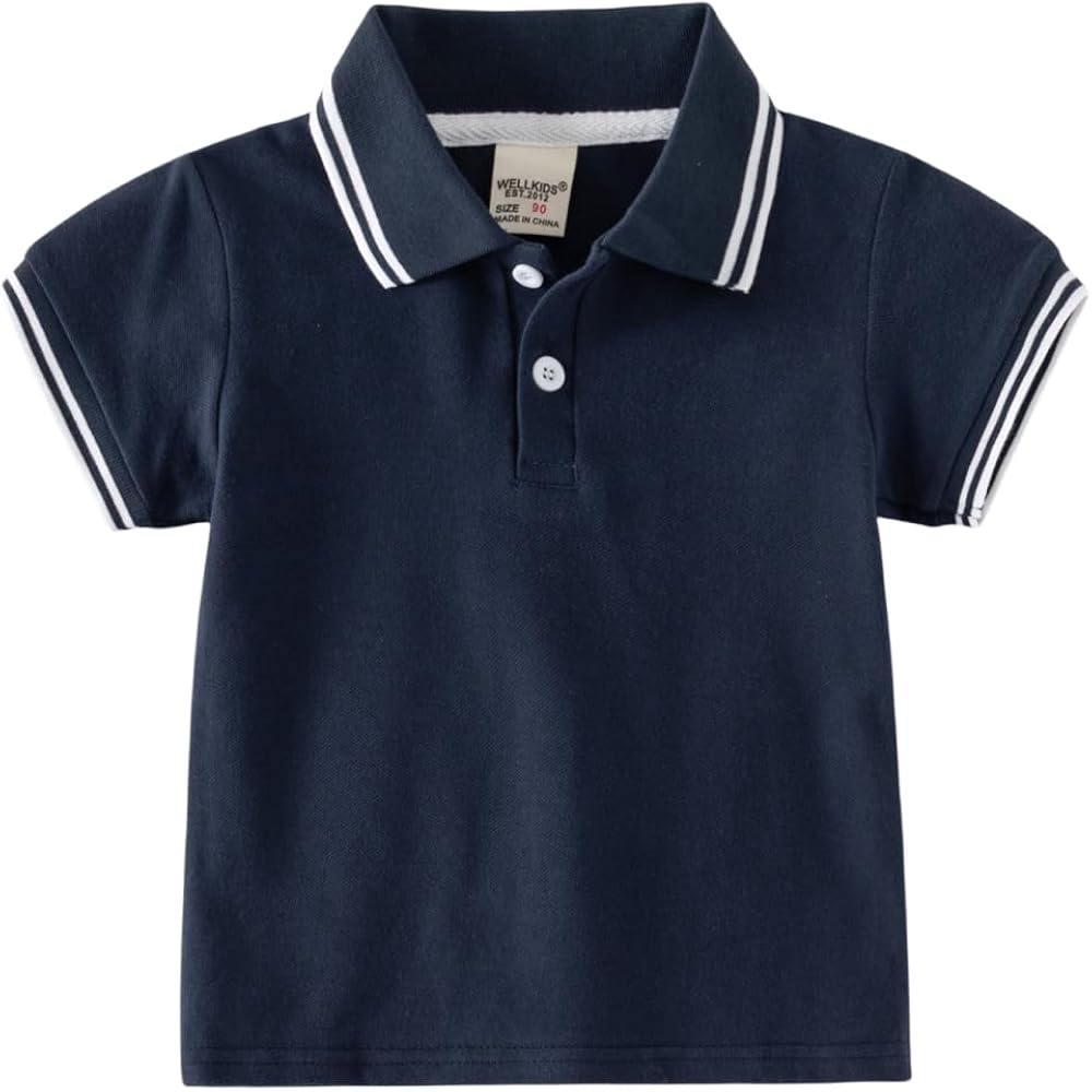 Toddle Boys Short Sleeve Polo Shirt Kid Casual Comfort Tee Summer Cotton Pullover Top 2024