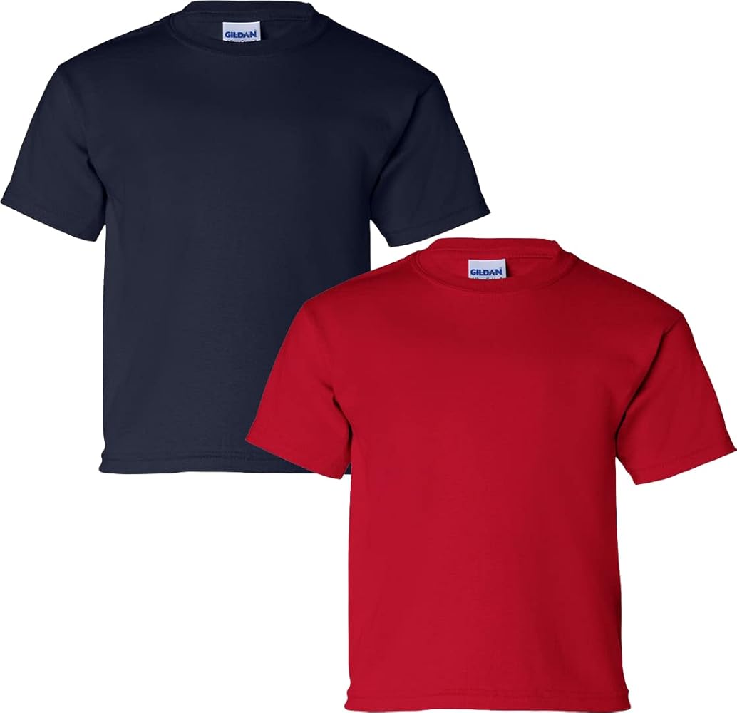 Gildan Youth Ultra Cotton T-Shirt, Style G2000B, 2-Pack Navy/Cherry