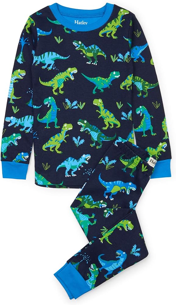 Hatley boys Organic Cotton Long Sleeve Printed Pajama Set