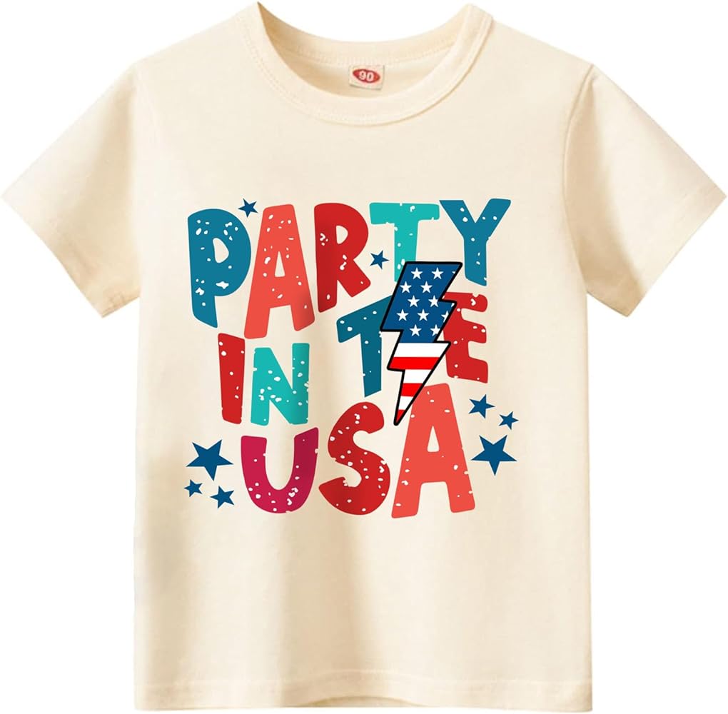 Kids Boys American Flag Shirts 4th of July T-Shirt Toddler Girls Cotton Patriotic Tops Tee Independence Day Clothes