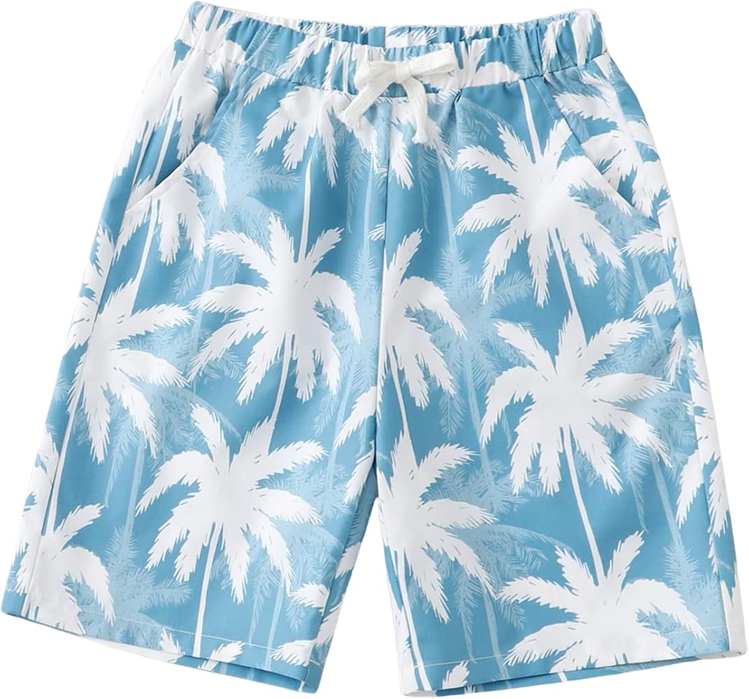 Floerns Boys Drawstring Letter Print Bermuda Type Straight Leg Casual Short