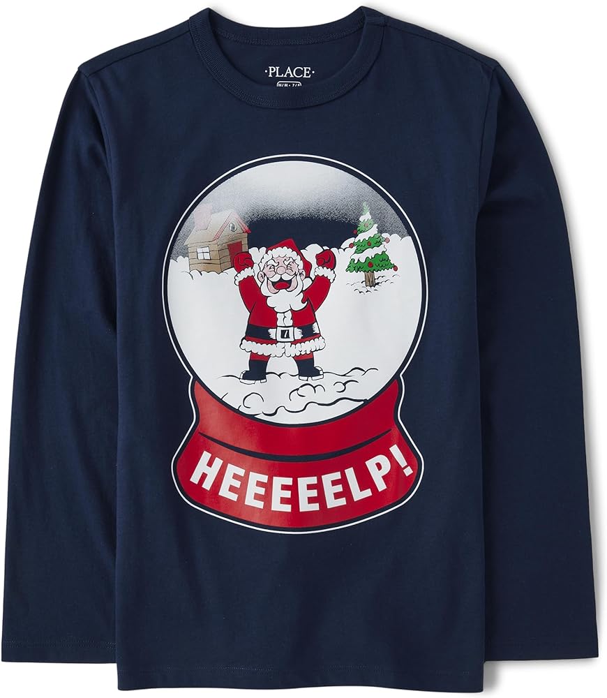 Boys' All Holidays Long Sleeve Graphic T-Shirts, Christmas Snowglobe, X-Large