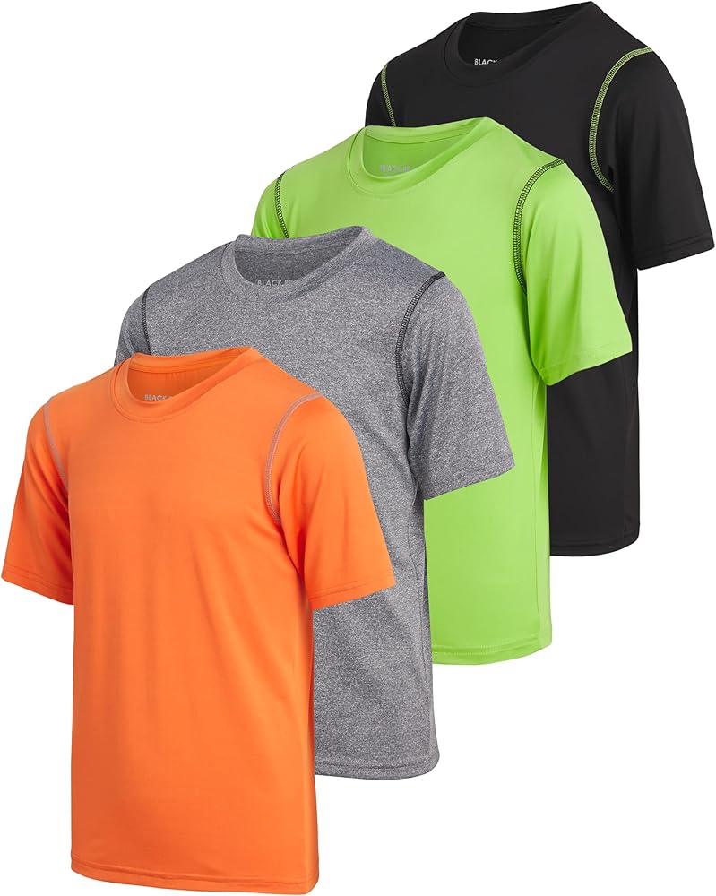 Black Bear Boys’ Athletic T-Shirt – 4 Pack Active Performance Dry-Fit Sports Tee (4-18)