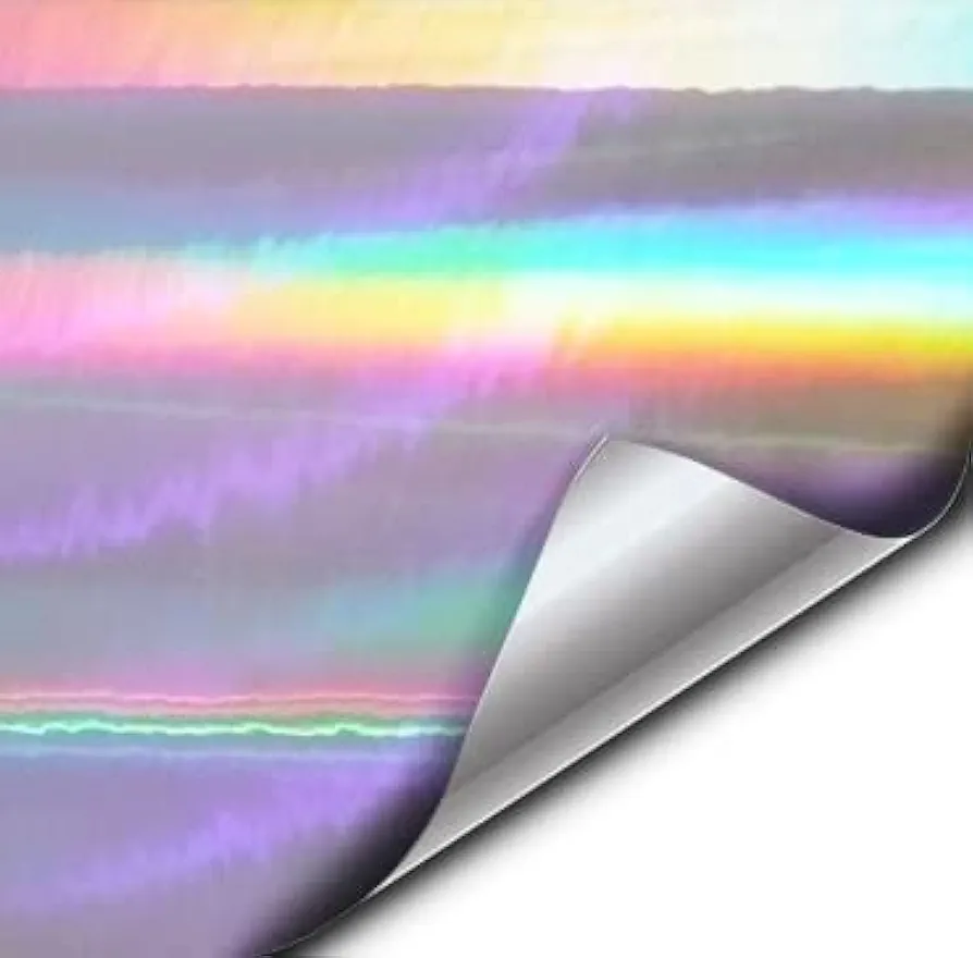 VViViD® Silver Holographic Chrome Vinyl Wrap Rainbow Finish Roll DIY Air-Release Adhesive Film (1ft x 5ft)