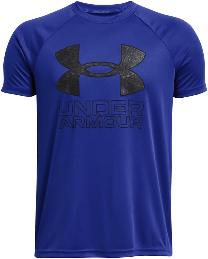 Under Armour Boys' Tech Hybrid Printed Fill Short-Sleeve T-Shirt, (404) Royal / / Black, Small