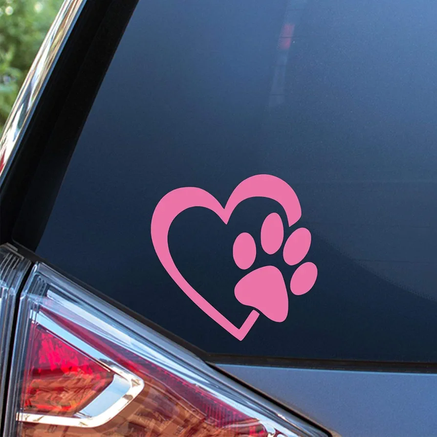 Sunset Graphics & Decals Heart with Dog Paw Decal Vinyl Car Sticker | Cars Trucks Vans Walls Laptop | Light Pink | 4 Inch | SGD000058A