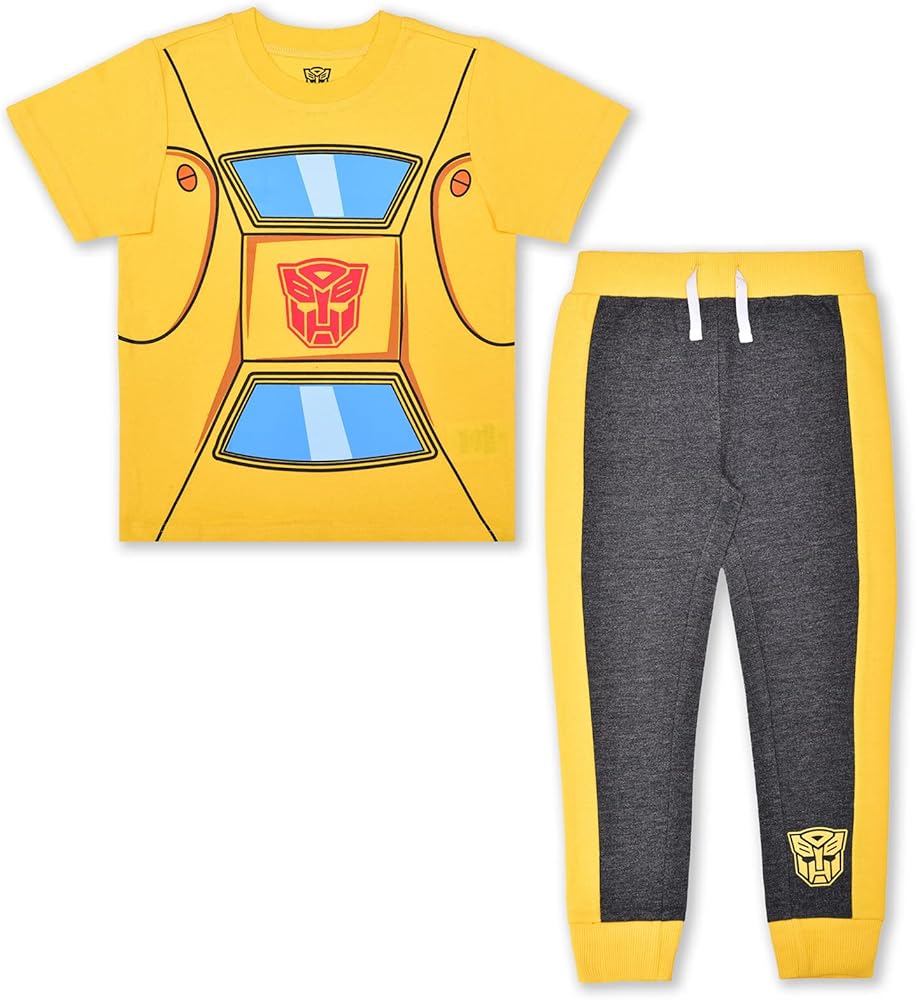 Hasbro Transformers Optimus Prime and Bumblebee Boys’ T-Shirt and Jogger Set for Little Kids – Red/Blue or Yellow/Grey