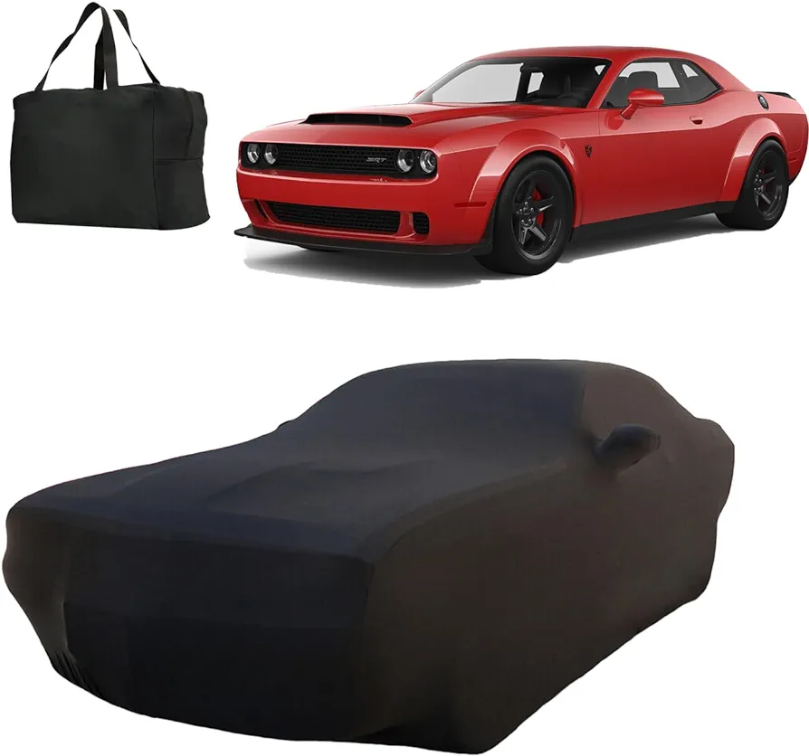 Indoor Car Cover Custom Fit for Dodge Challenger 2006-2024 Luxurious Soft Stretch Satin Car Cover Breathable Dust-Proof for Underground Garage, Car Show